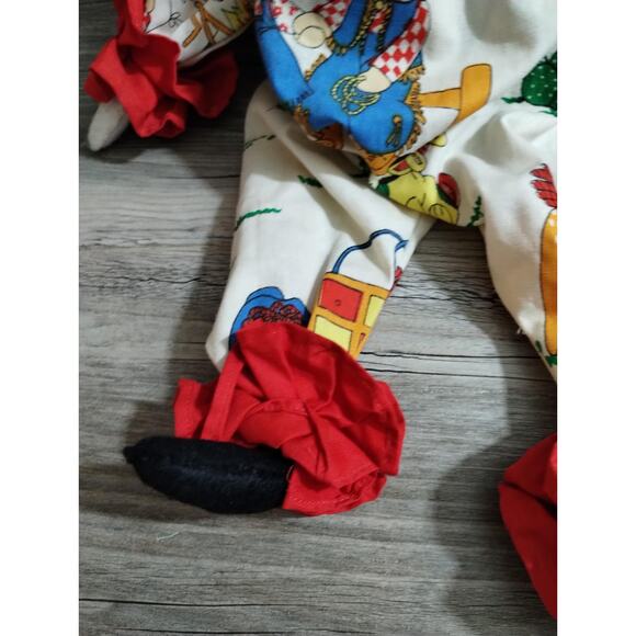 Vtg Clown Big Creepy Shelf Sitter Happy Raggedy & Andy Print Costume Handmade - Picture 6 of 10